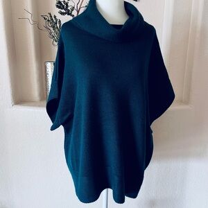 Coldwater Creek Deep Teal Blue Green Cowl Neck Dolman Sleeve Sweater Womens XL